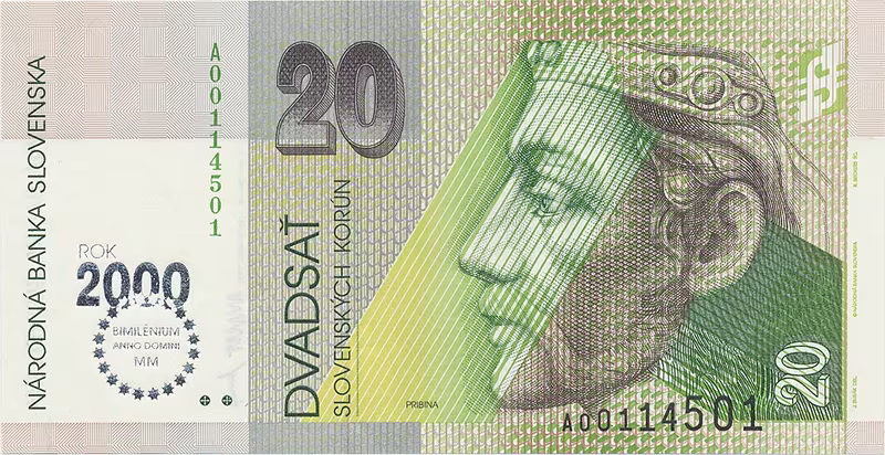 20 Koruna / 1. 9. 1993, II. vydání, přítisk 1999, Hej.SK27a