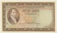 500 Koruna 1946, série A-Z, perforace 3 m.d. v obloučku, Hej.81a.S2