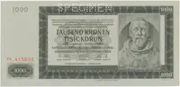 Protektorát Čechy a Morava, 1000 Koruna 1942, II. vydání, perf. 1x SPECIMEN, Hej.39a.S1