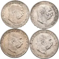 2 Koruna 1912 (3x), 1913, patina, rysky, oběh_4 ks — 1