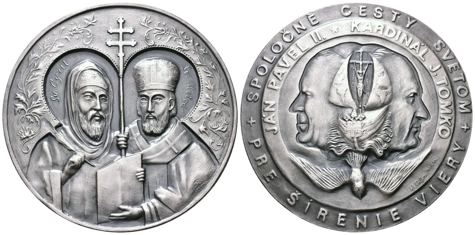 AE Medaile 1990 - Jan Pavel II. a kardinál J.Tomko, věrozvěstové Cyril a — 1
