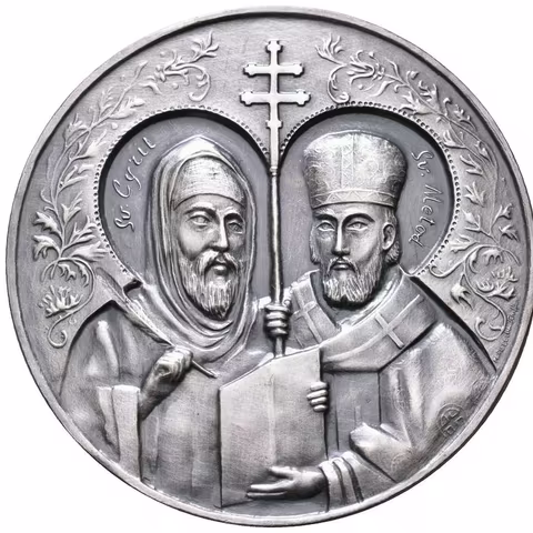 AE Medaile 1990 - Jan Pavel II. a kardinál J.Tomko, věrozvěstové Cyril a