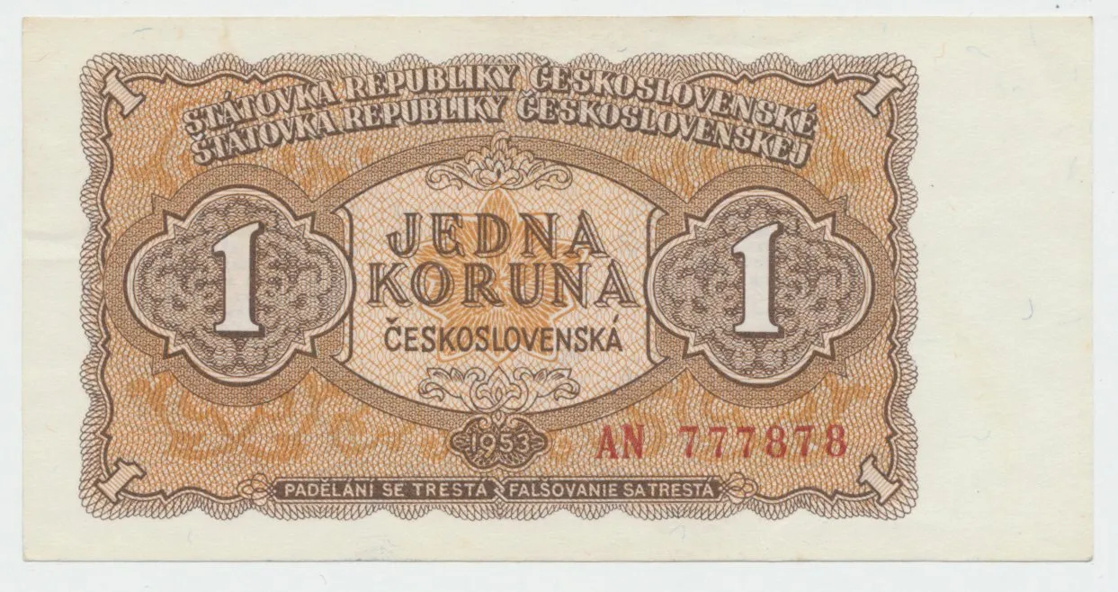 Československo, 1 Koruna 1953, tisk Moskva, série AN, Hej.89a1