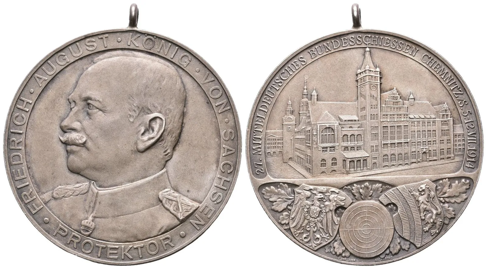 AR Medaile 1914 (Lauer) - 27. Středoněmecké spolkové střelby v Chemnitz, — 1