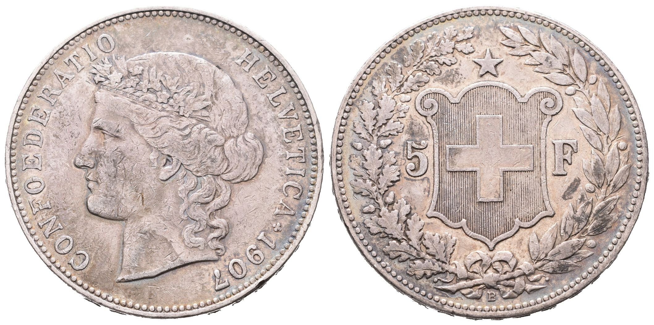 Švýcarsko, 5 Frank 1907 B