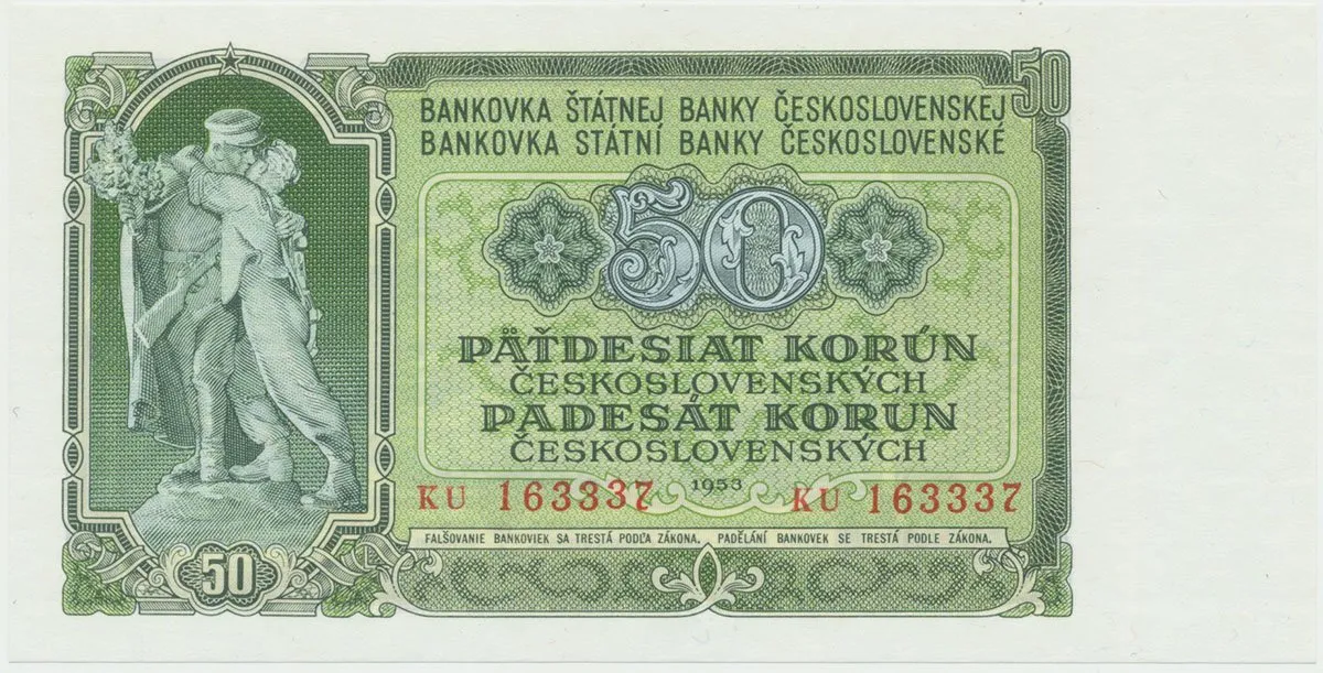 Československo, 50 Koruna 1953, tisk Praha, série KU, Hej.94b