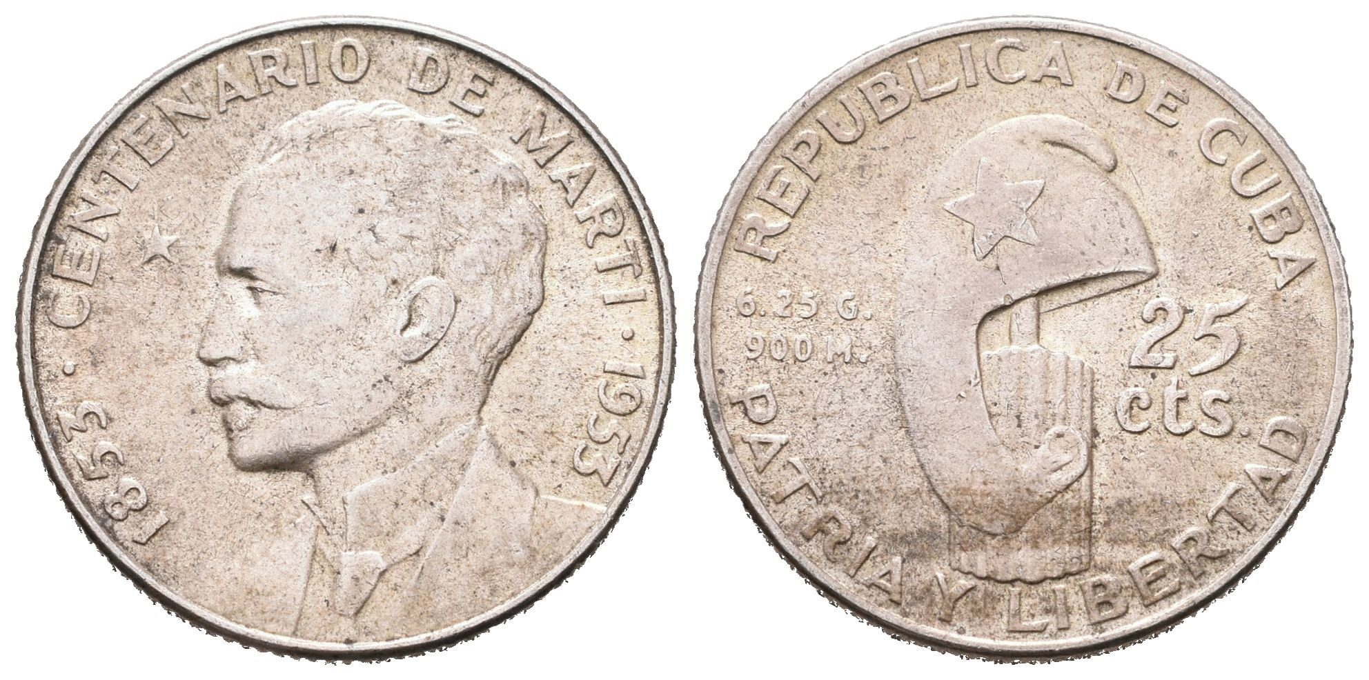 Kuba, 25 Centavo 1953