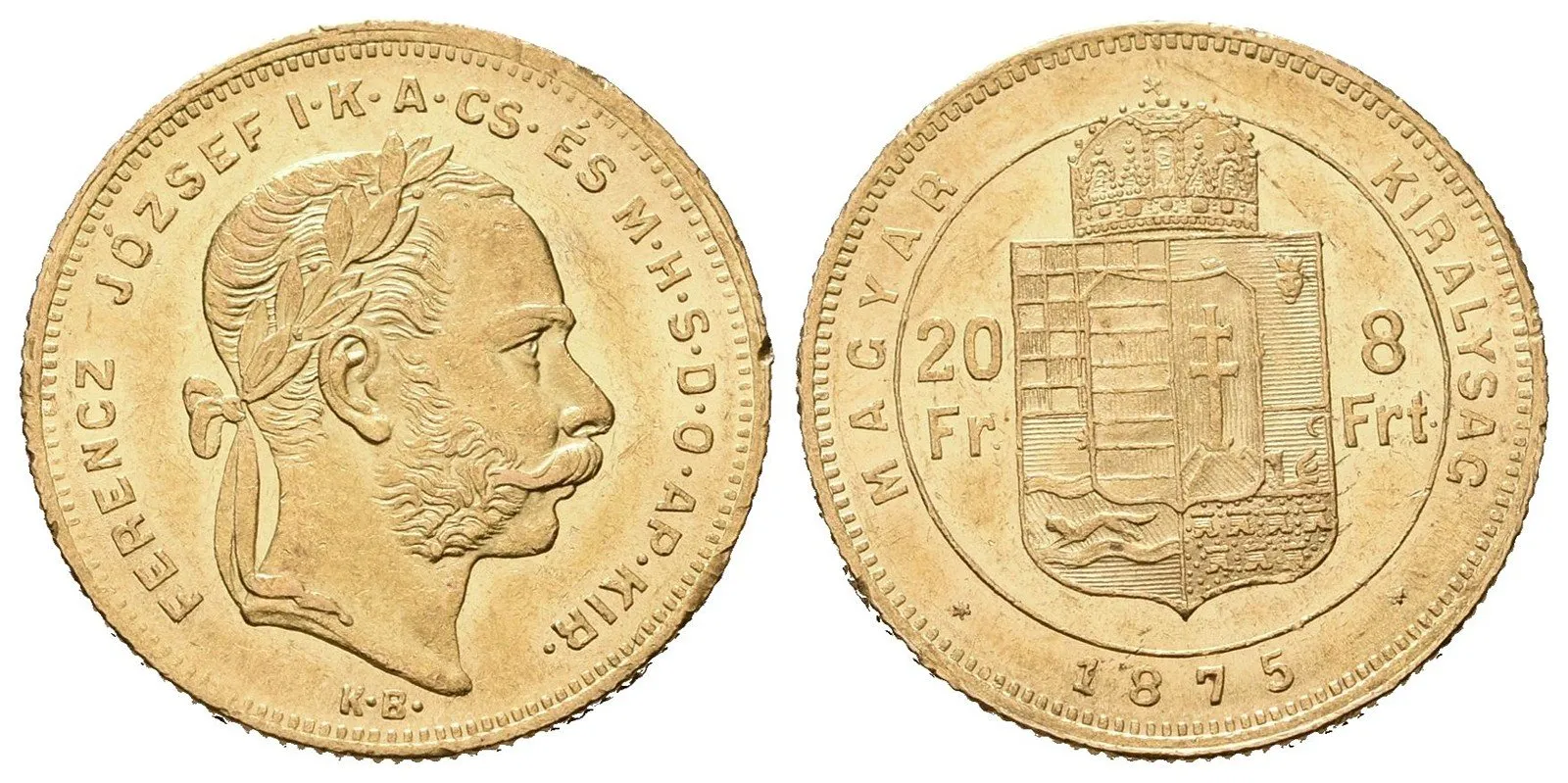 8 Zlatník / 20 Frank 1875 KB