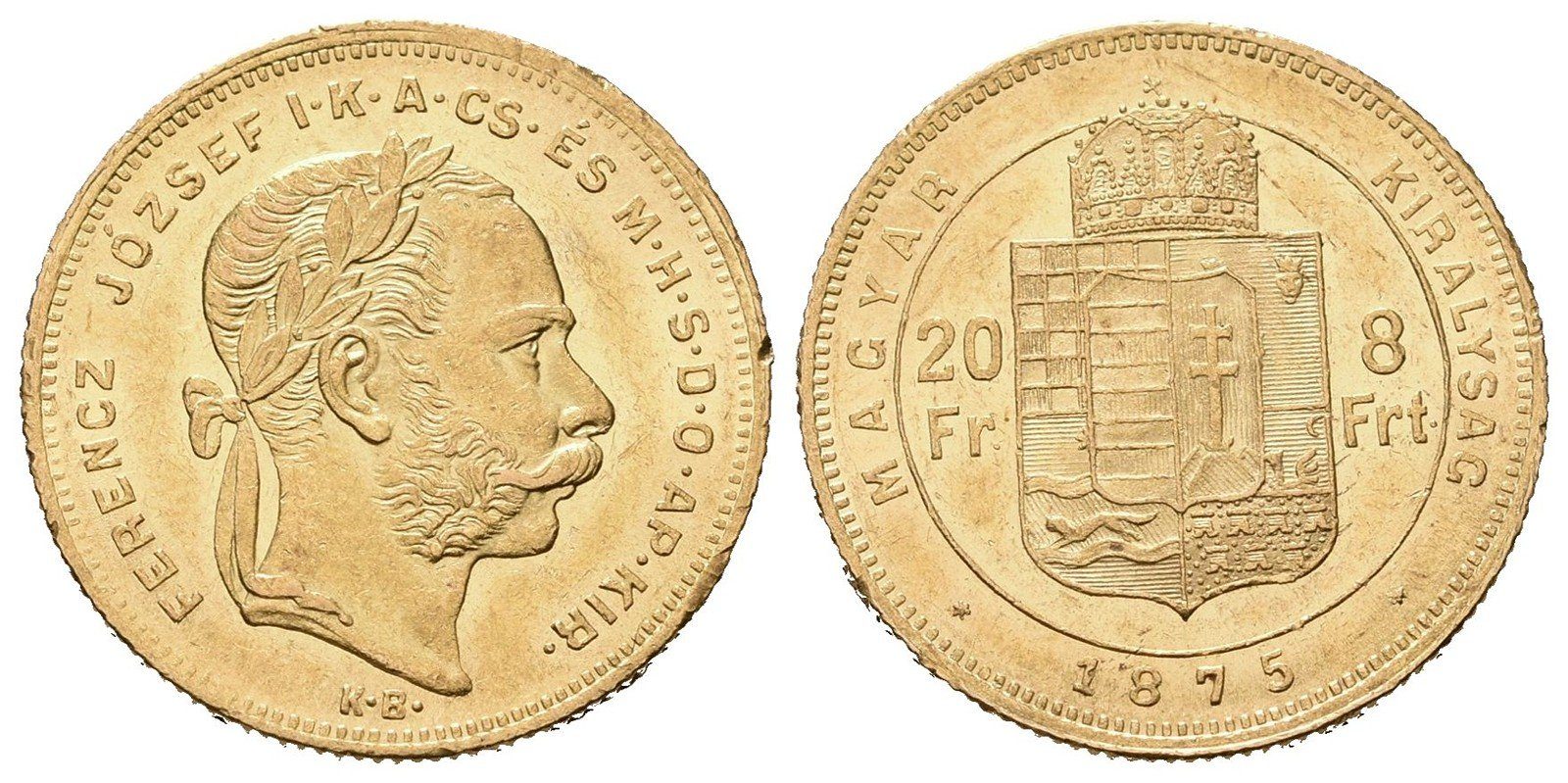 8 Zlatník / 20 Frank 1875 KB
