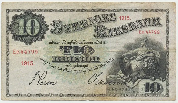 Švédsko, 10 Kronor 1915, P.27j