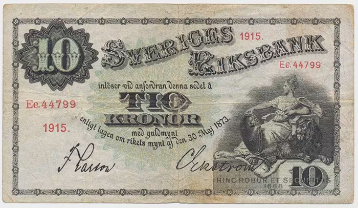 Švédsko, 10 Kronor 1915, P.27j