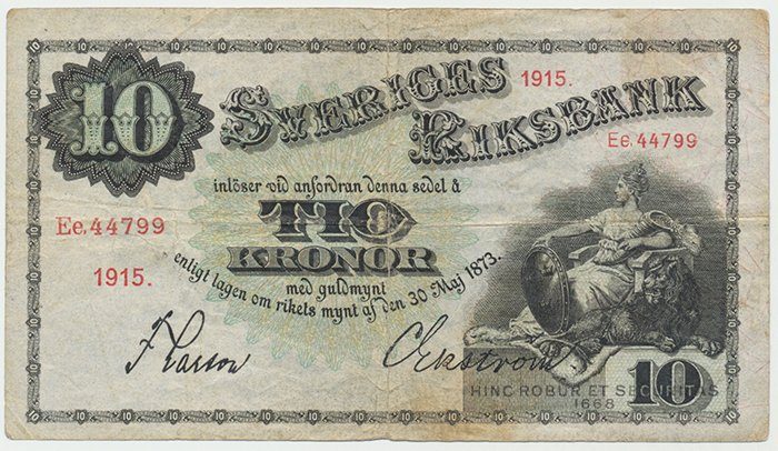 Švédsko, 10 Kronor 1915, P.27j