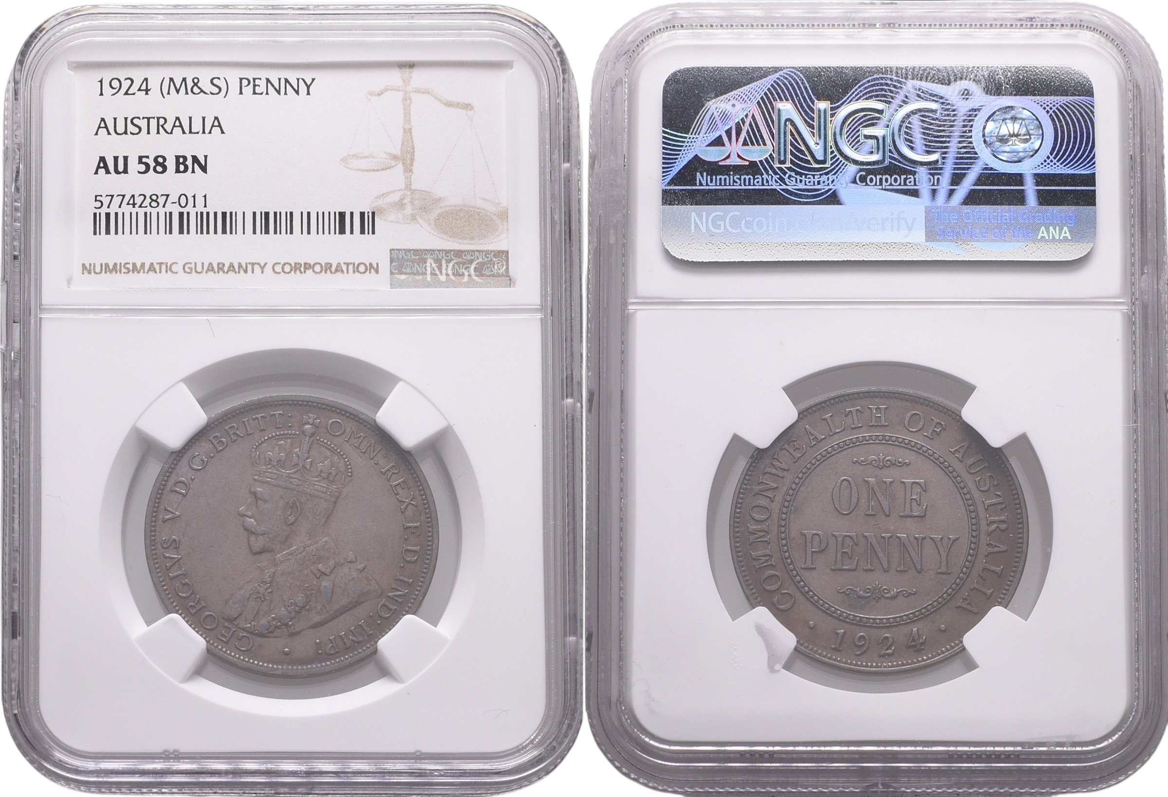 Austrálie, Penny 1924, NGC AU 58