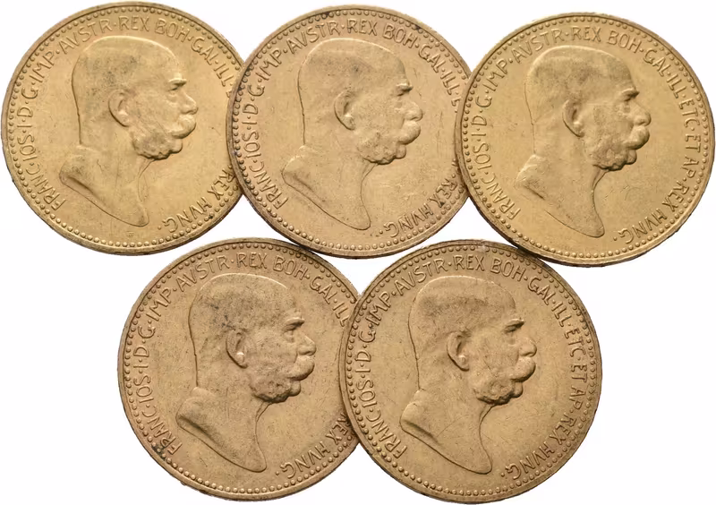 10 Koruna 1908 - jubilejní, 5 ks