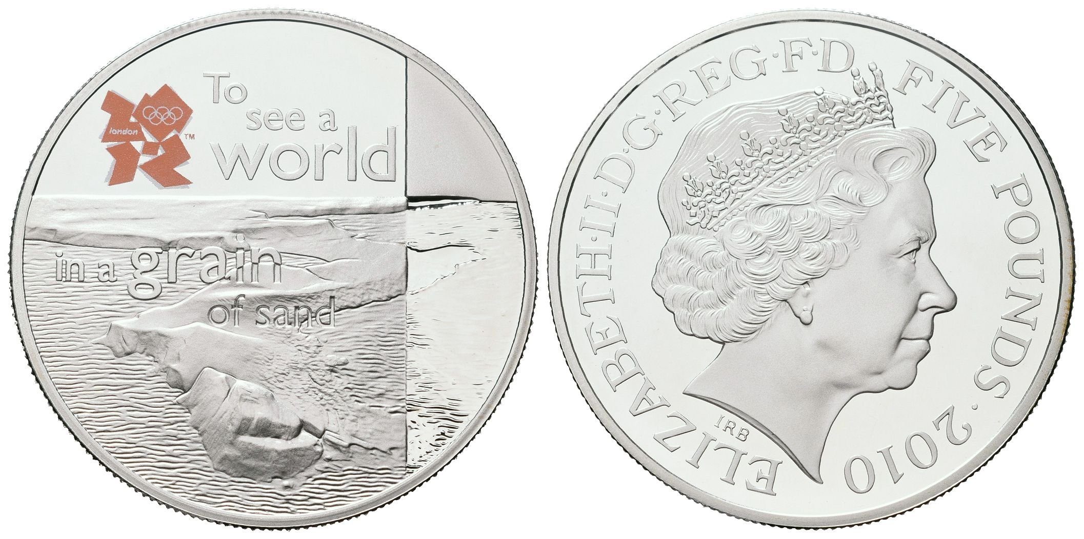 Velká Británie, 5 liber 2010  OH Londýn - Záliv Rhossili