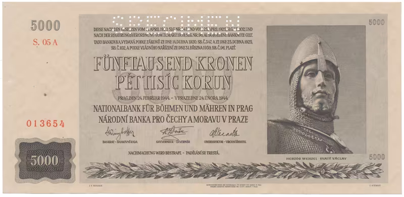 5000 Koruna 1944, SPECIMEN, Hej.41a.S1