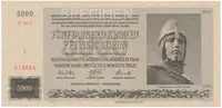 5000 Koruna 1944, SPECIMEN, Hej.41a.S1