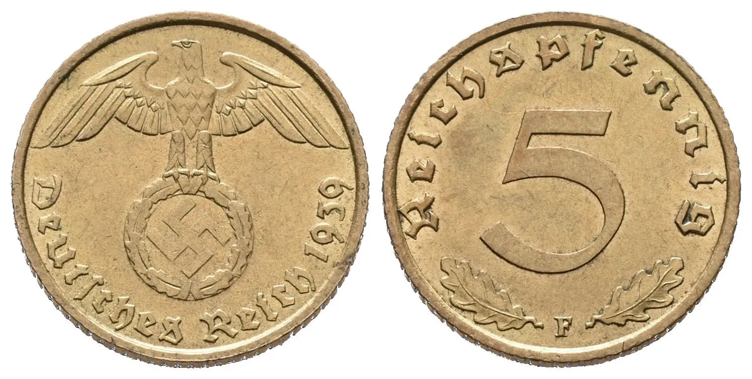 III. říše, 5 Pfennig 1939 F