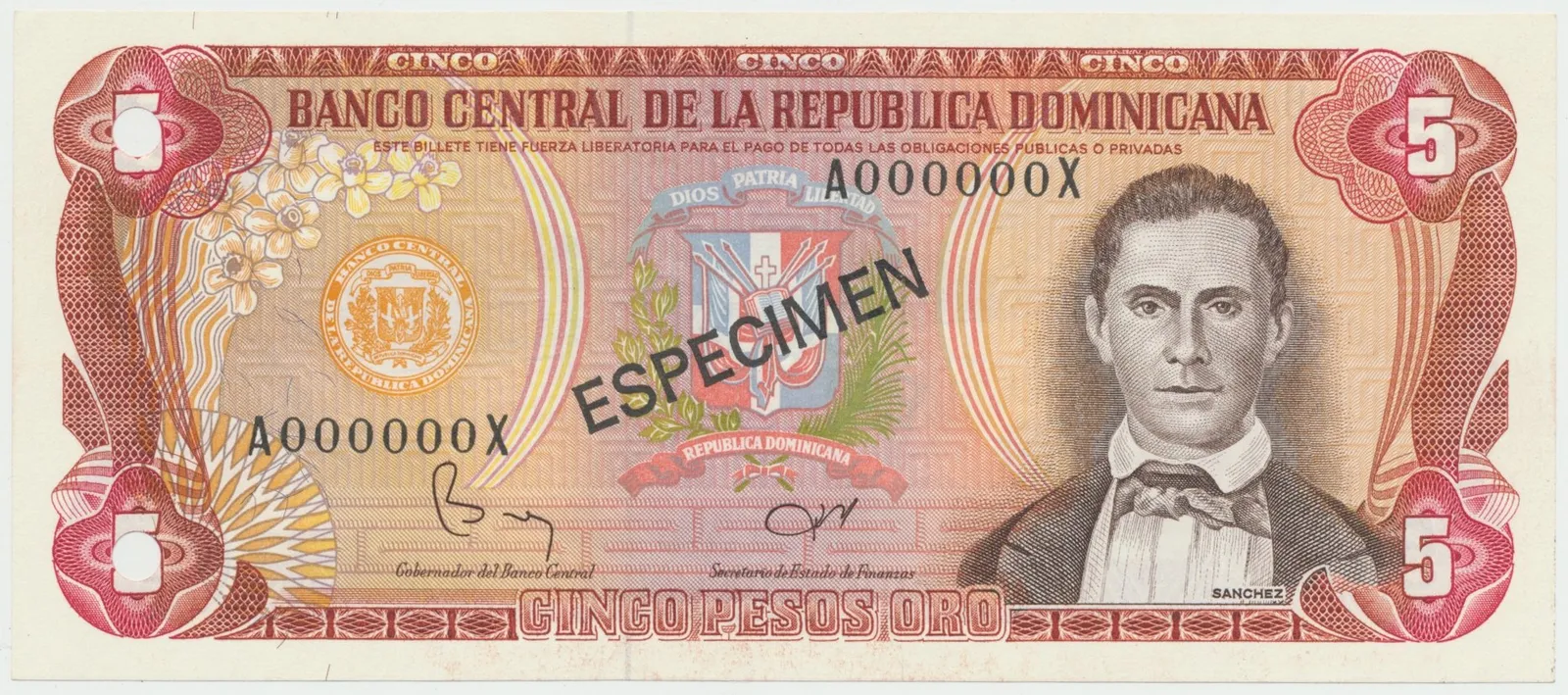 Dominikánská republika, 5 Pesos Oro 1992, P.118s1