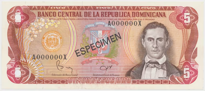 Dominikánská republika, 5 Pesos Oro 1992, P.118s1
