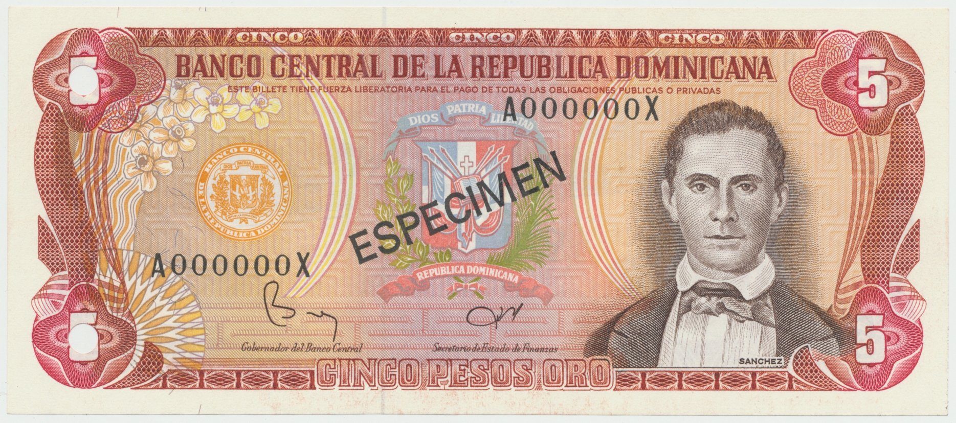 Dominikánská republika, 5 Pesos Oro 1992, P.118s1