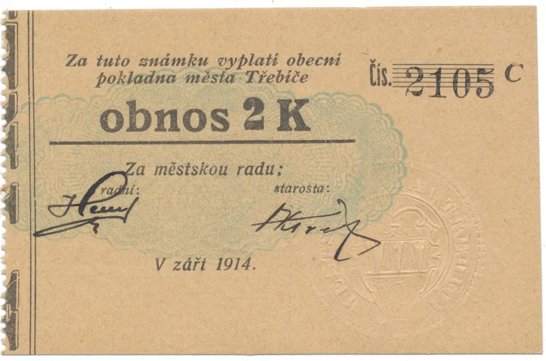 Třebíč - město, 2 K září 1914, silnější K, Herzán (podpis neteře), HH.223.5.11f1