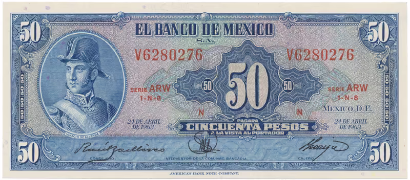 Mexiko, 50 Pesos 1963, P.49o