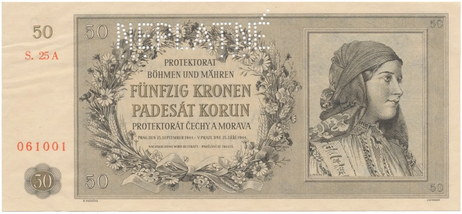 50 Koruna 1944, NEPLATNÉ, Hej.42a.S2