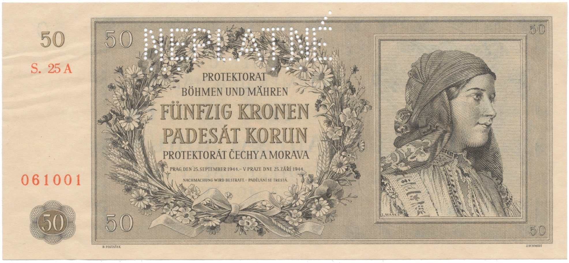 50 Koruna 1944, NEPLATNÉ, Hej.42a.S2