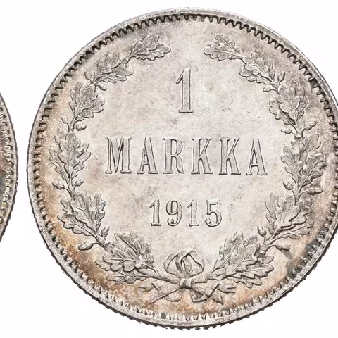 1 Markka 1915 S, Helsinky, Bitkin2.401, Uzd.4831, krásná zachovalost, lesk, patina,