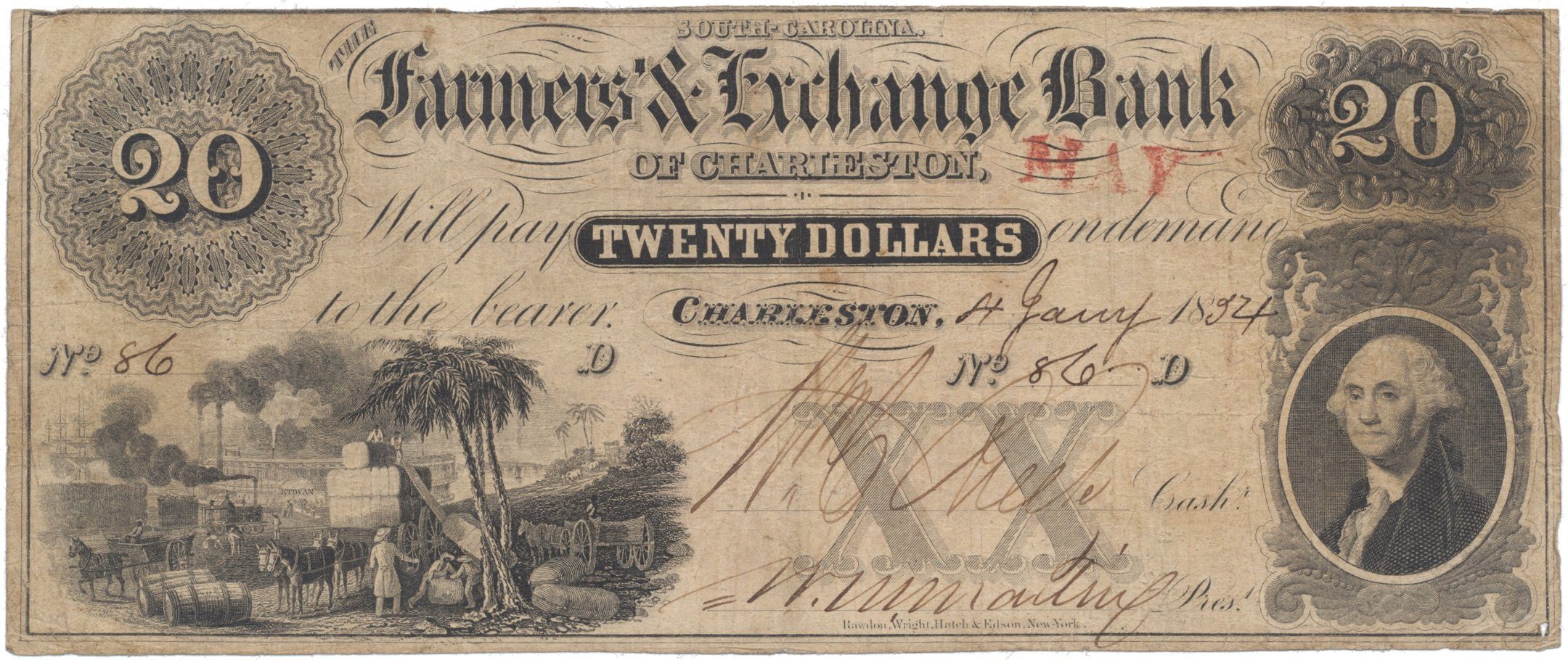 USA - Jižní Karolína, 20 Dollar 1854