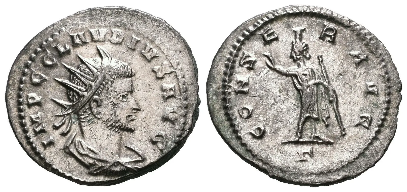 AE Antoninian, Antiochia, Rv: CONSER AVG, stojící Serapis zleva, pozvedá ruku — 1