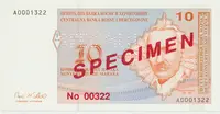 Bosna a Hercegovina, 10 Konvert. Marka (1998), anulát - SPECIMEN, P.64s