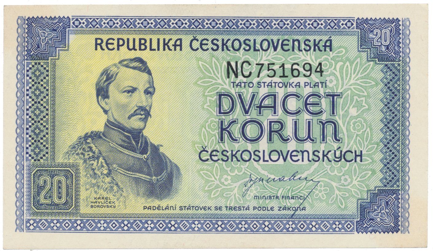 20 Koruna b.d. (1945), série NC, Hej.72a
