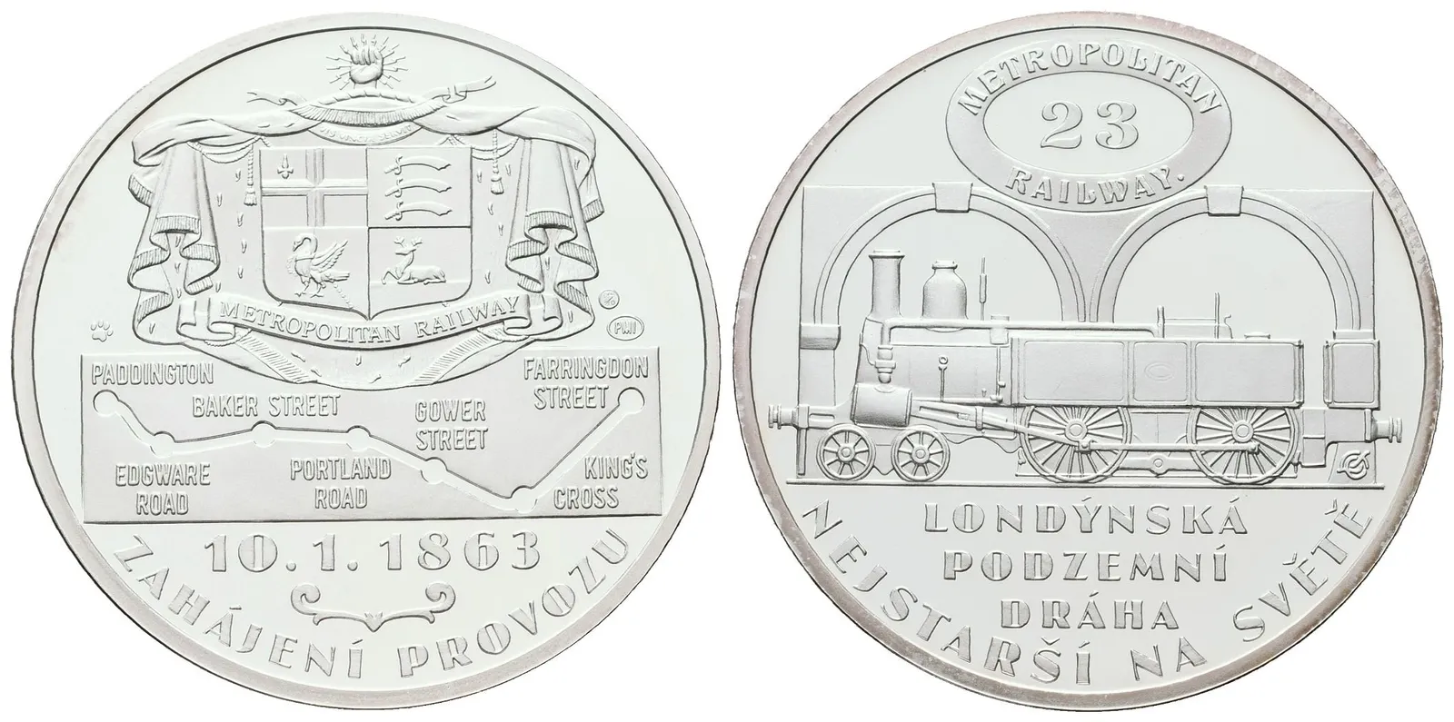 AR Medaile b.l. (2013) - Metropolitan Railway- 150. výročí zahájení provozu podzemní dráhy v Londýně