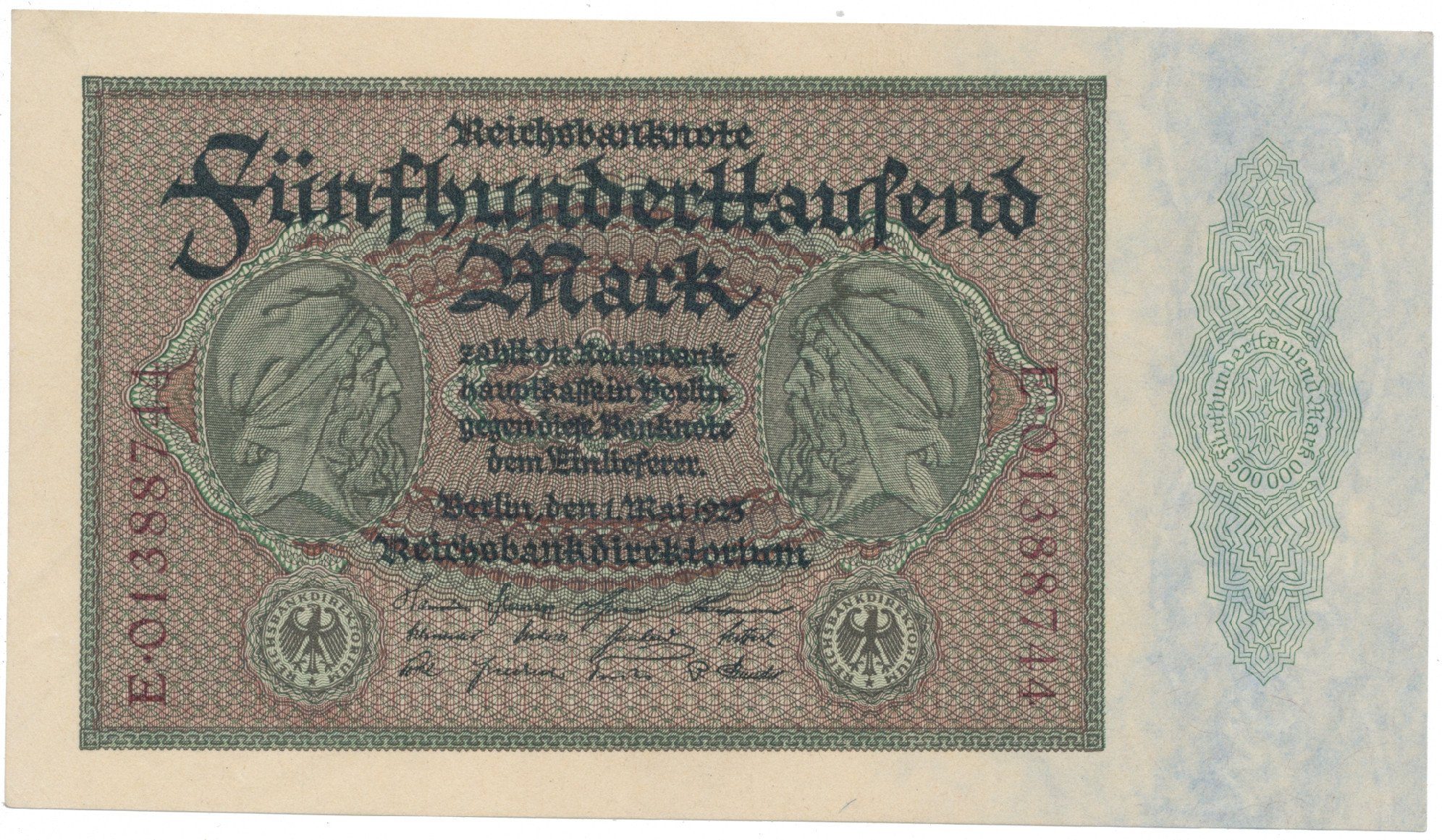 Německo, 500000 Mark 1923, Ro.87b