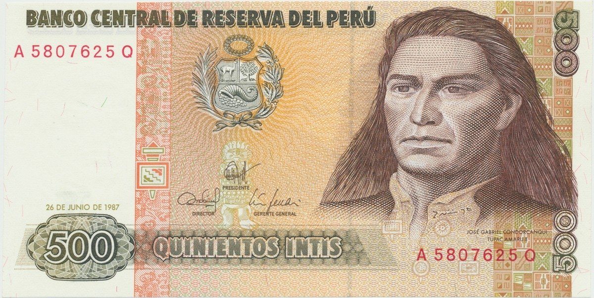 Peru, 500 Intis 1987, P.134b