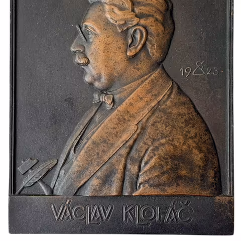 AE Plaketa 1923 - Václav Klofáč. Litý bronz 147 x 113 mm