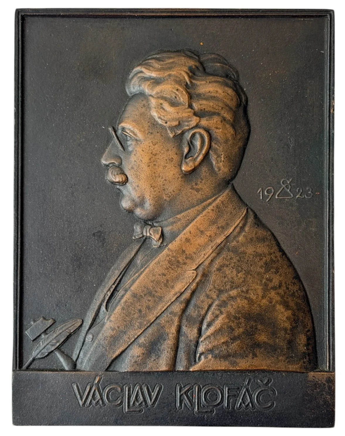 AE Plaketa 1923 - Václav Klofáč. Litý bronz 147 x 113 mm — 1