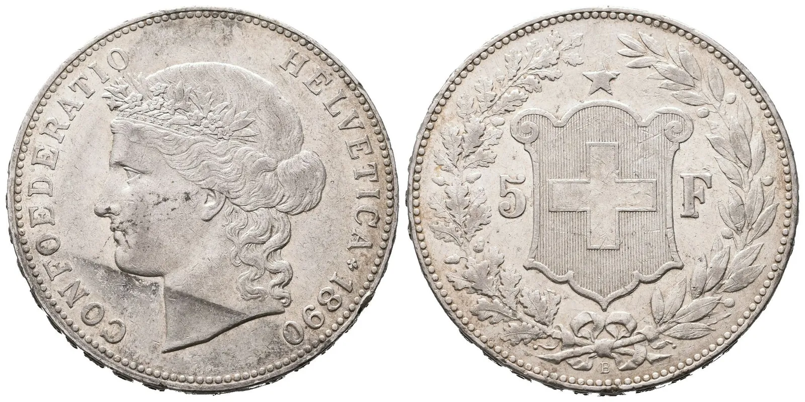 Švýcarsko, 5 Frank 1890 B
