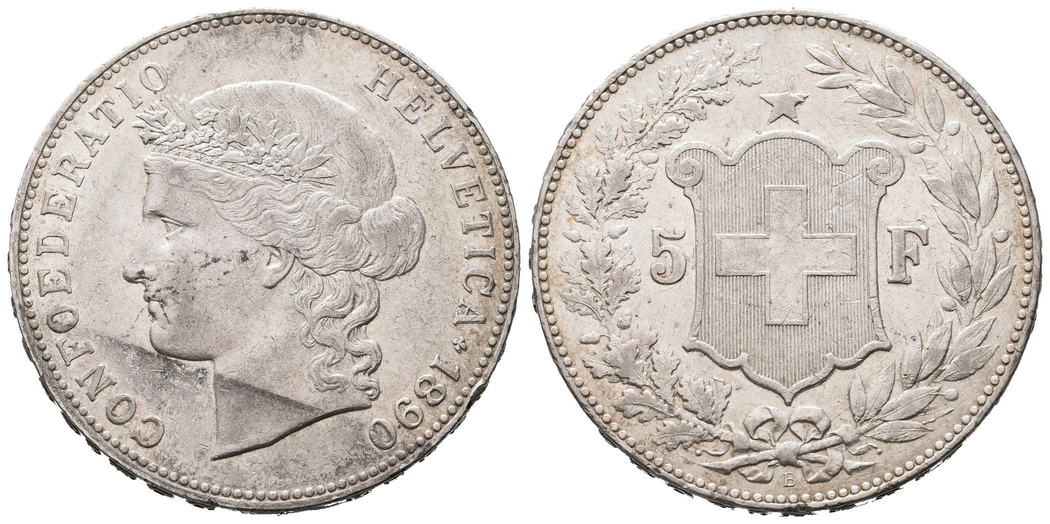 Švýcarsko, 5 Frank 1890 B