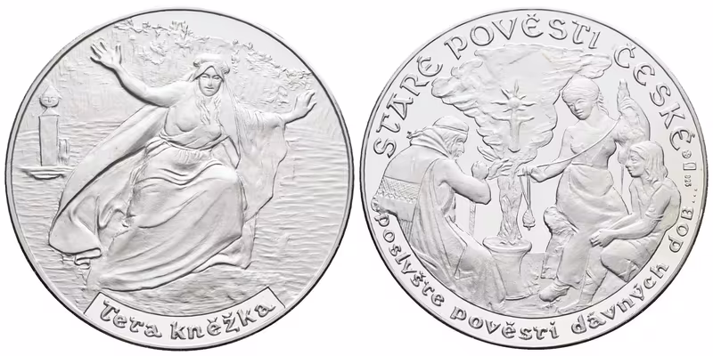 Stříbrná investiční medaile - Staré pověsti české - Tera kněžka- Ag 20 g - 925/1000