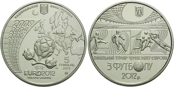 Ukrajina, 5 Griven 2011 - Mistrovství Evropy ve fotbale EURO 2012 - Warszawa