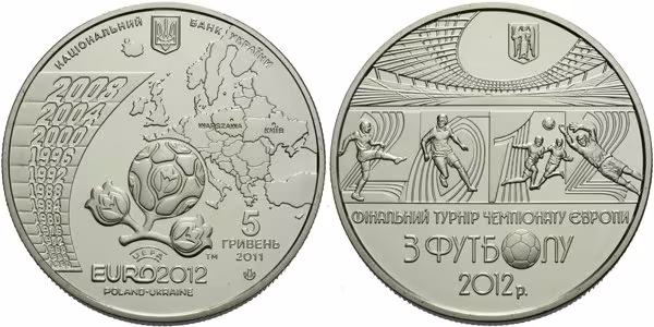 Ukrajina, 5 Griven 2011 - Mistrovství Evropy ve fotbale EURO 2012 - Warszawa