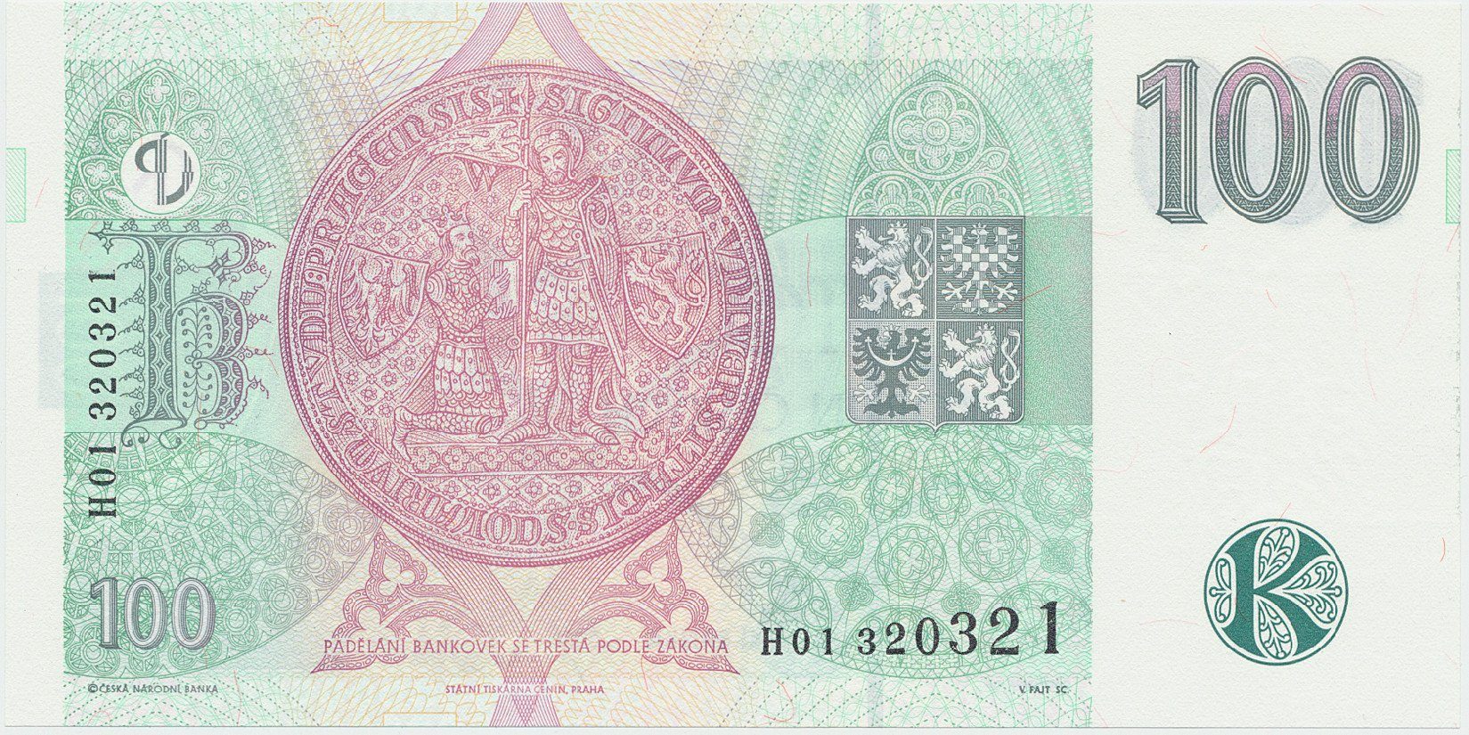 Česká republika, 100 Koruna 1997, první série H 01, Hej.CZ22aH