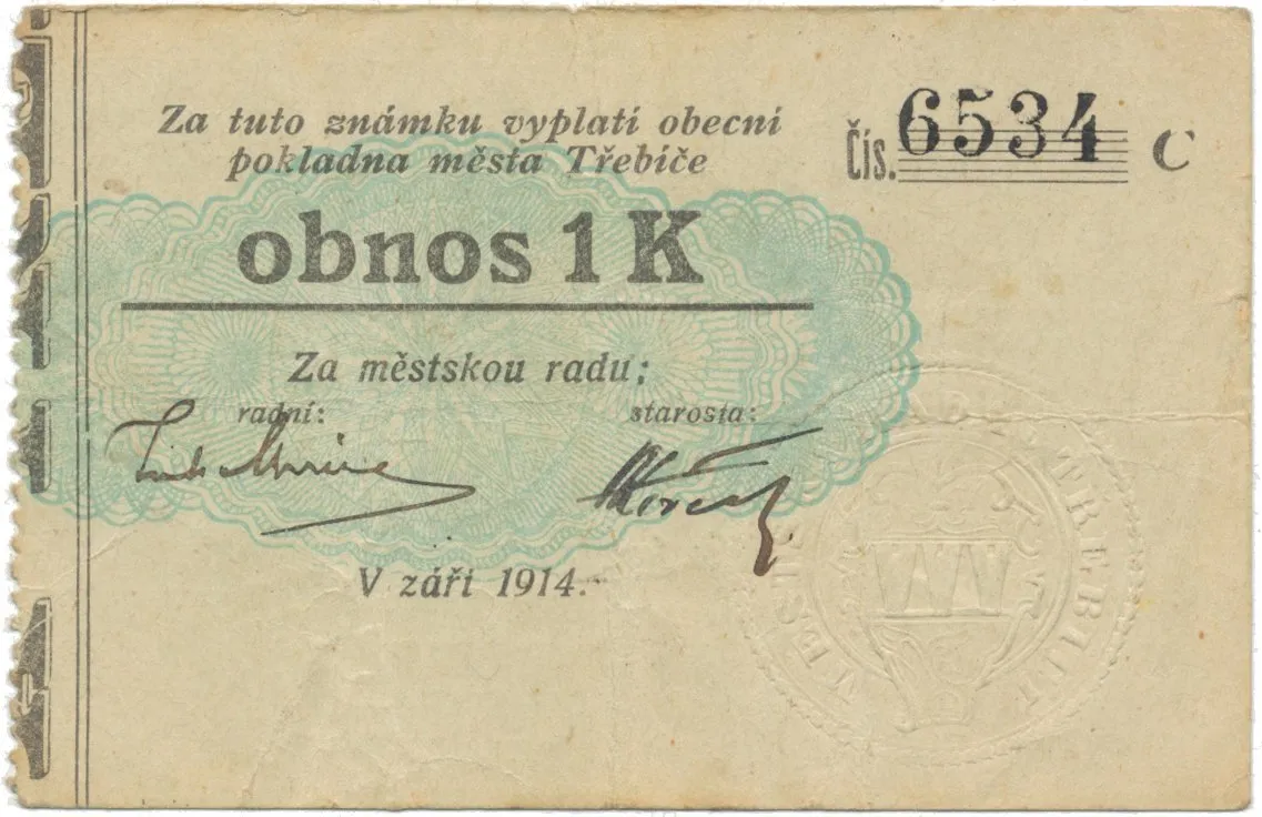 Třebíč - město, 1 K září 1914, silnější K, HH.223.5.10a1