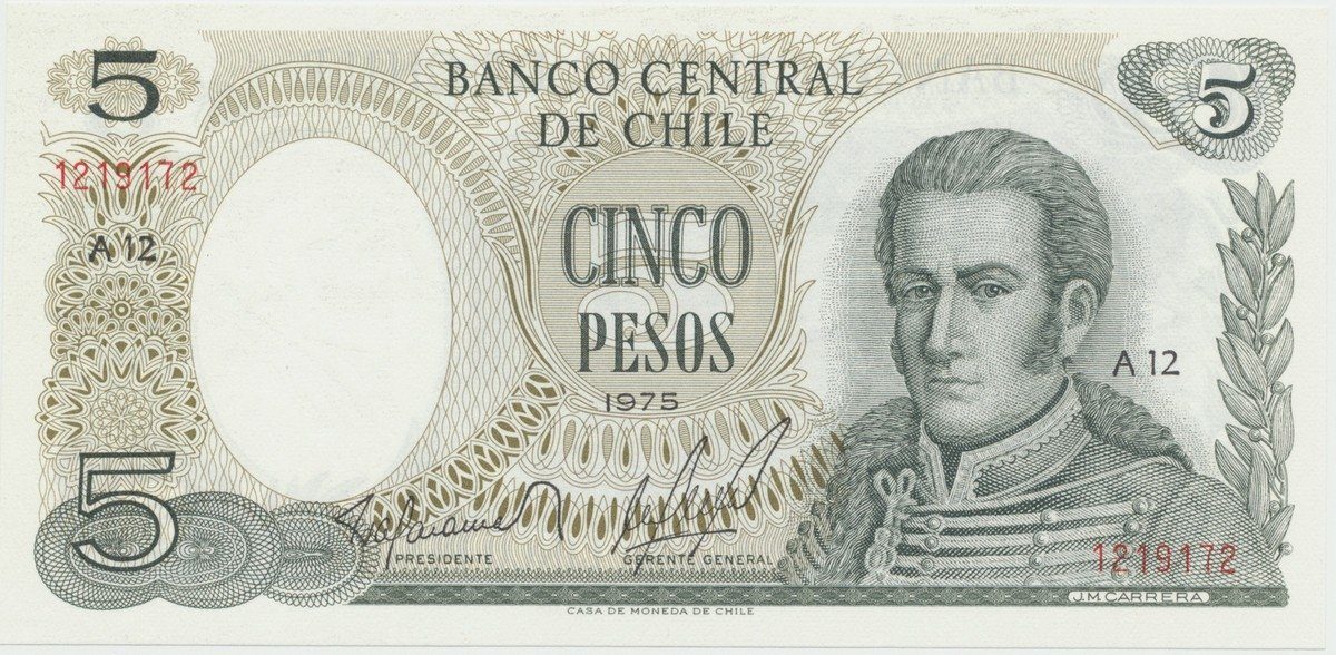 Chile, 5 Pesos 1975, P.149a