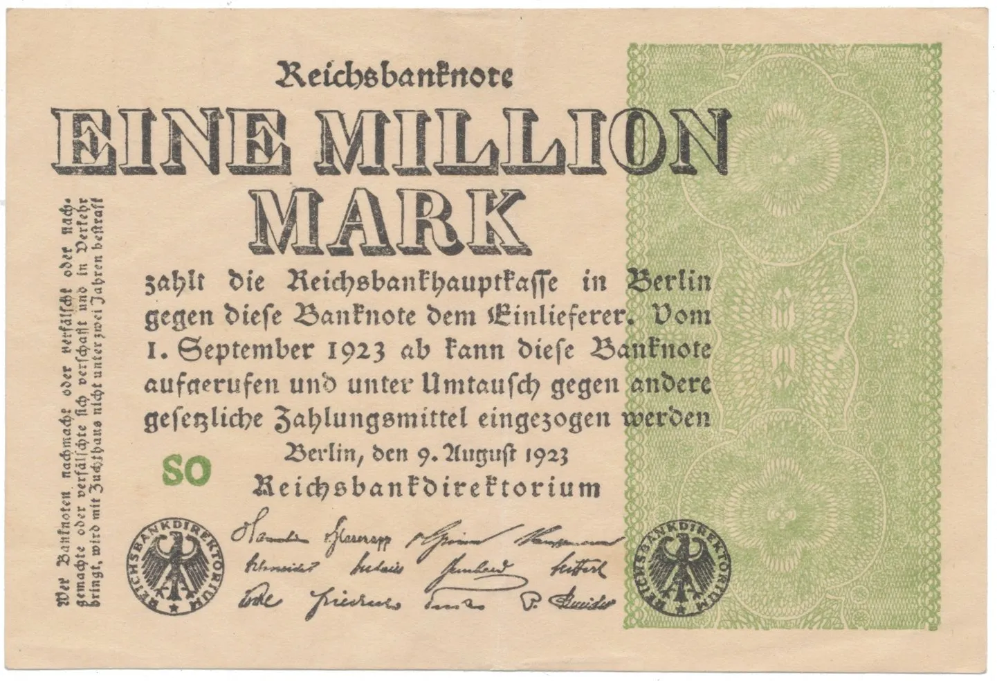 Německo, 1 Million Mark 1923, Ro.101a