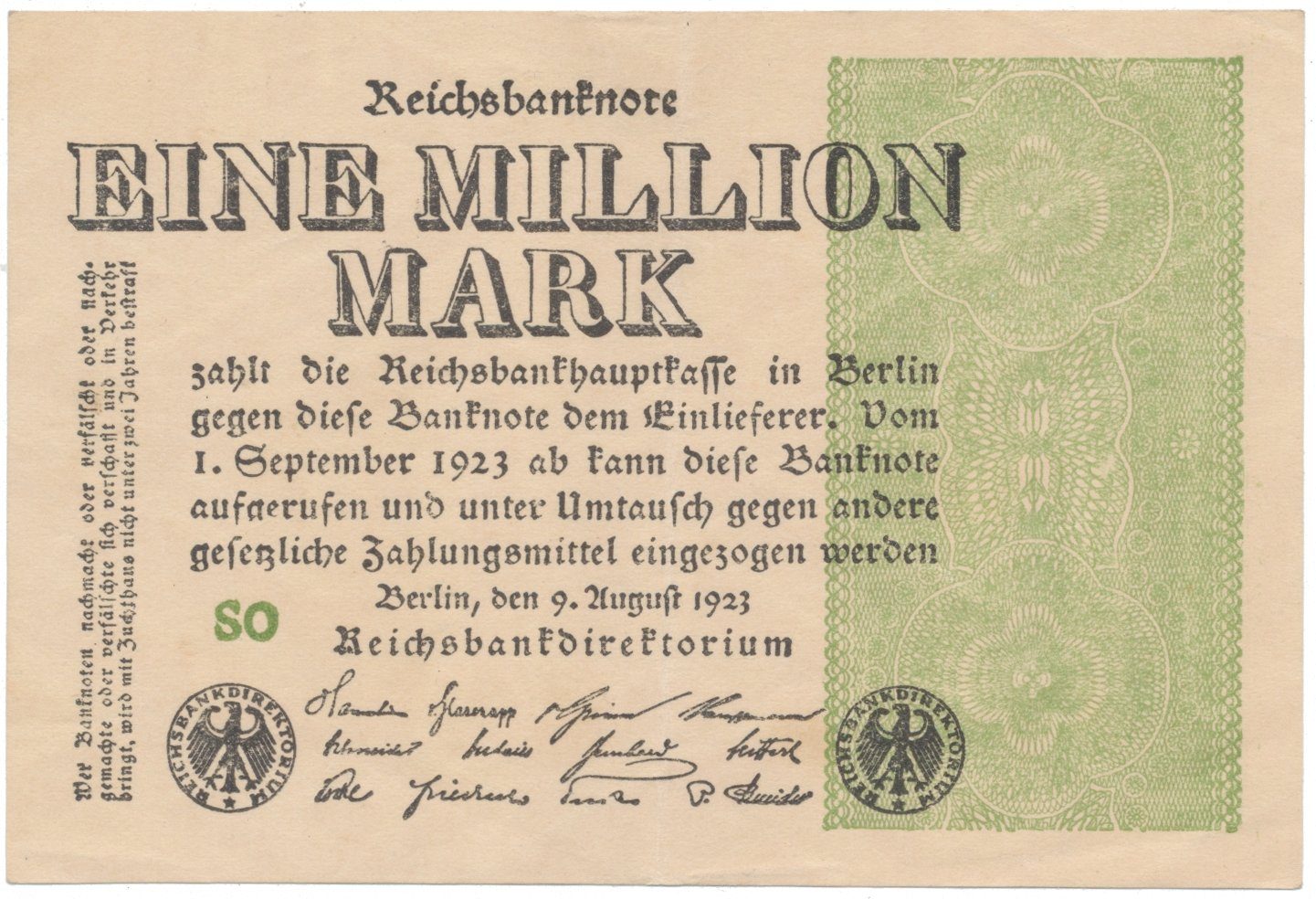 Německo, 1 Million Mark 1923, Ro.101a