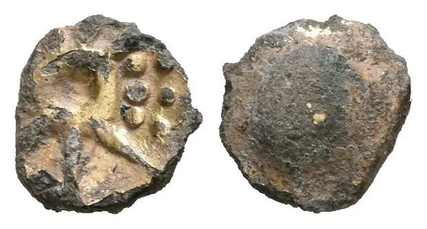 1/8 Statéru, mušlová řada, Oválný hladký hrbol / Trojúhelník lemovaný osmi jen částečně — 1